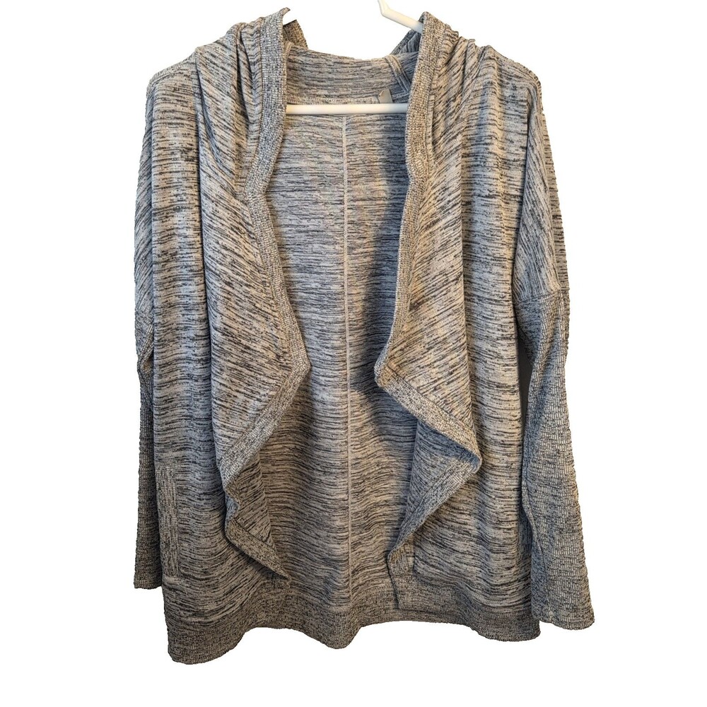 Athleta Open Front Hooded Cardigan Women’s Small Gray Space Dye Knit Stretch
